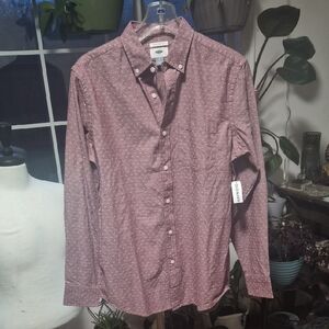 NWT Men's Maroon Old Navy Button-Down Shirt Size Small